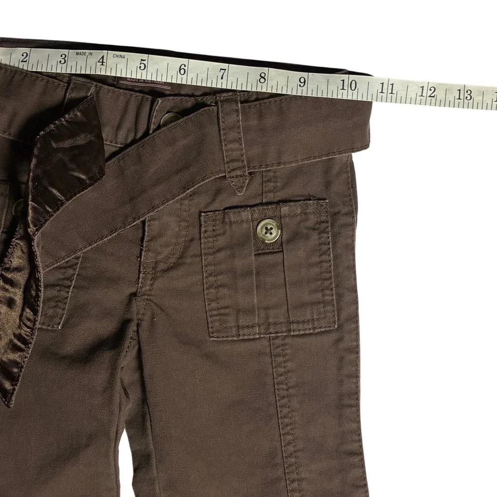 Old Navy Toddler Girls Brown Cargo Pants Size 4T Cotton Twill Satin Tie Waist